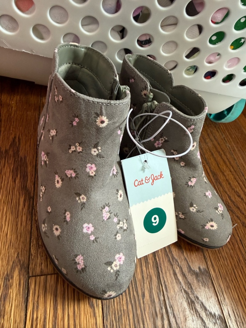 Toddler Suede Floral Ankle Booties. NWT.